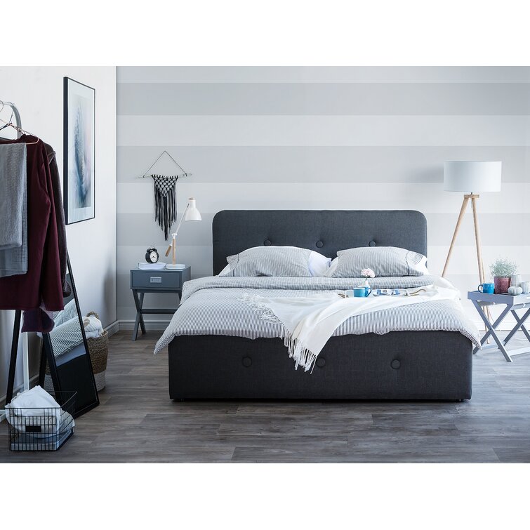 Upholstered platform bed king with deals storage